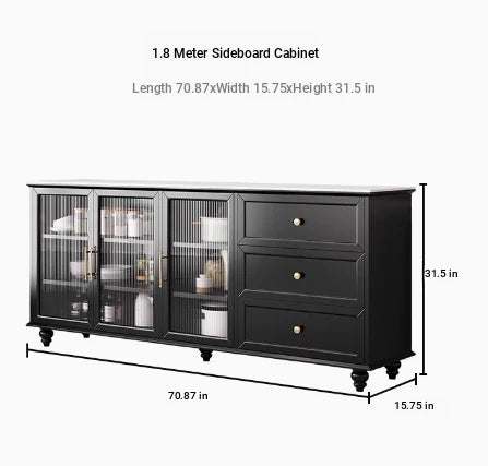 Stylish Multi-Layer Board Cabinet with Glass Doors and Ceramic Top - Modern Storage Solution for Home Decor fcr-4826