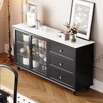 Stylish Multi-Layer Board Cabinet with Glass Doors and Ceramic Top - Modern Storage Solution for Home Decor fcr-4826