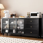 Stylish Multi-Layer Board Cabinet with Glass Doors and Ceramic Top - Modern Storage Solution for Home Decor fcr-4826