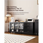 Stylish Multi-Layer Board Cabinet with Glass Doors and Ceramic Top - Modern Storage Solution for Home Decor fcr-4826