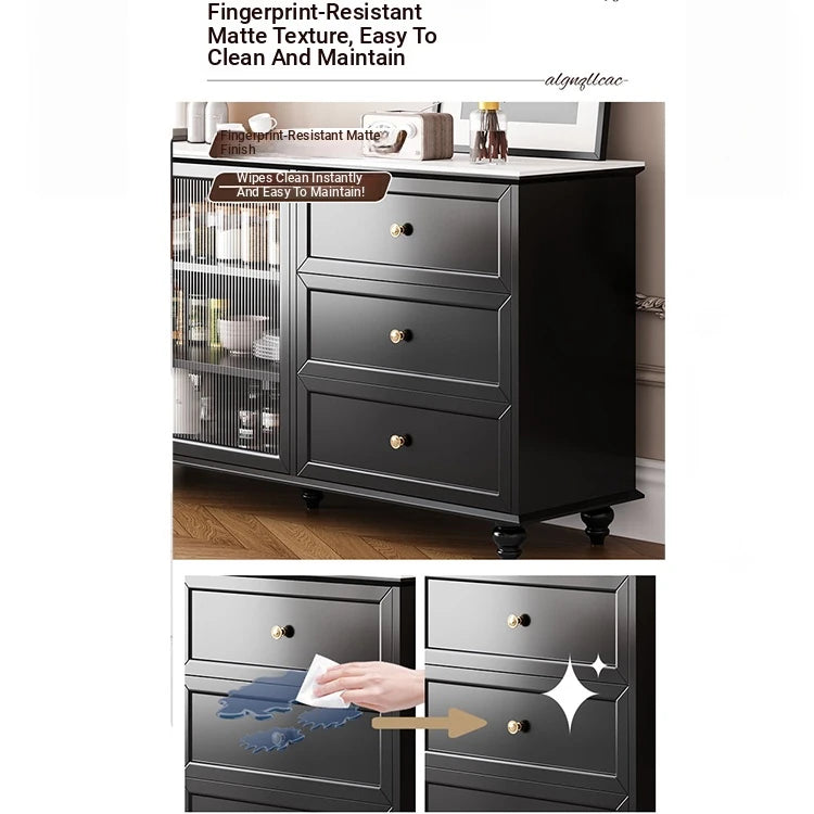 Stylish Multi-Layer Board Cabinet with Glass Doors and Ceramic Top - Modern Storage Solution for Home Decor fcr-4826