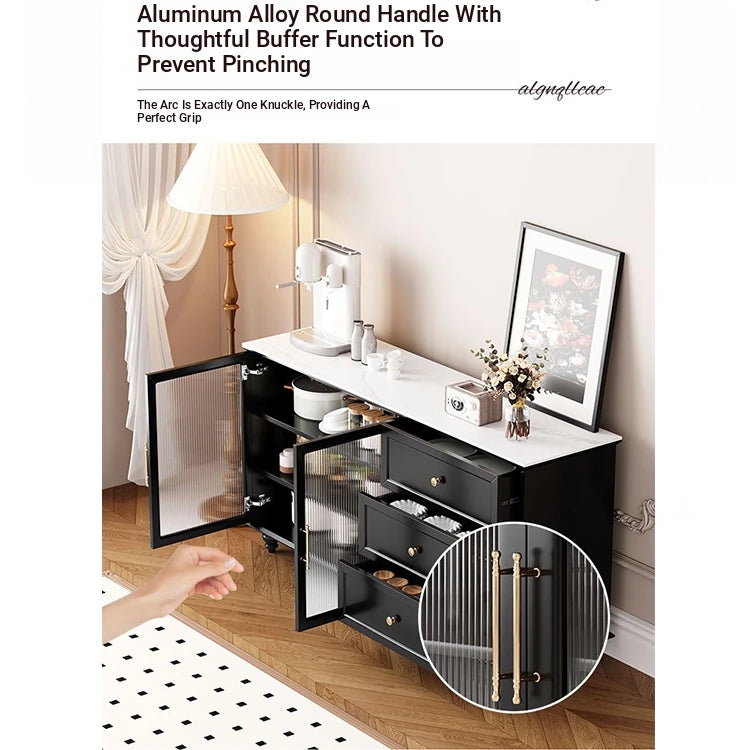 Stylish Multi-Layer Board Cabinet with Glass Doors and Ceramic Top - Modern Storage Solution for Home Decor fcr-4826