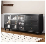 Stylish Multi-Layer Board Cabinet with Glass Doors and Ceramic Top - Modern Storage Solution for Home Decor fcr-4826