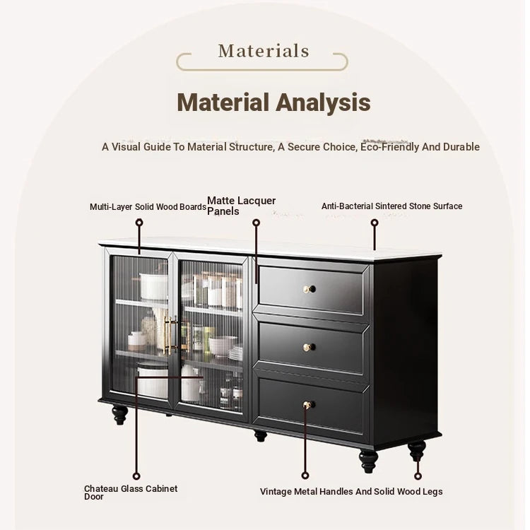 Stylish Multi-Layer Board Cabinet with Glass Doors and Ceramic Top - Modern Storage Solution for Home Decor fcr-4826