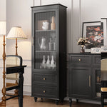 Elegant Multi-Layer Board Glass Cabinet with Storage Drawers - Modern Home Display Unit fcr-4827