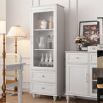 Elegant Multi-Layer Board Glass Cabinet with Storage Drawers - Modern Home Display Unit fcr-4827