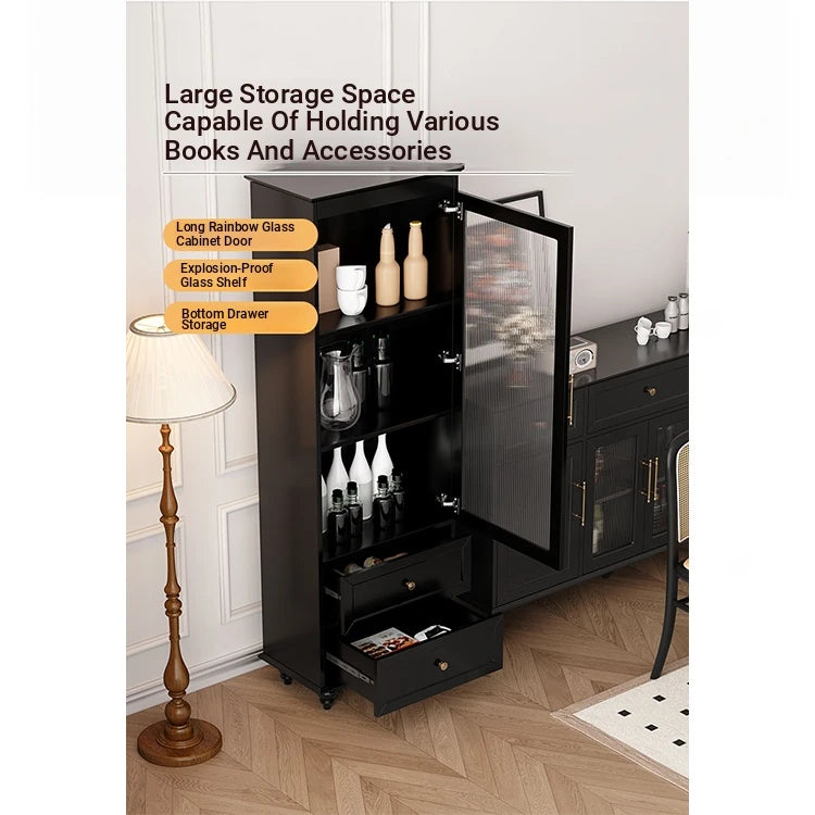 Elegant Multi-Layer Board Glass Cabinet with Storage Drawers - Modern Home Display Unit fcr-4827