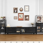 Stylish Black Multi-Layer Board TV Cabinet with Glass Doors – Modern Living Room Furniture fcr-4828