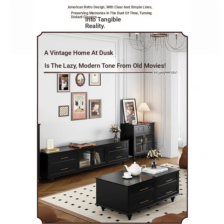 Stylish Black Multi-Layer Board TV Cabinet with Glass Doors – Modern Living Room Furniture fcr-4828