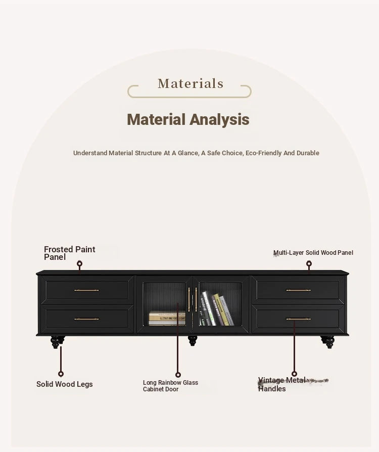 Stylish Black Multi-Layer Board TV Cabinet with Glass Doors – Modern Living Room Furniture fcr-4828