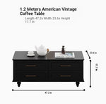Stylish Multi-Layer Board Tea Table with Storage Drawers - Modern Black Finish for Living Room Elegance fcr-4829