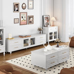 Stylish Multi-Layer Board Tea Table with Storage Drawers - Modern Black Finish for Living Room Elegance fcr-4829