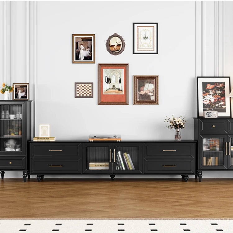 Stylish Multi-Layer Board Tea Table with Storage Drawers - Modern Black Finish for Living Room Elegance fcr-4829