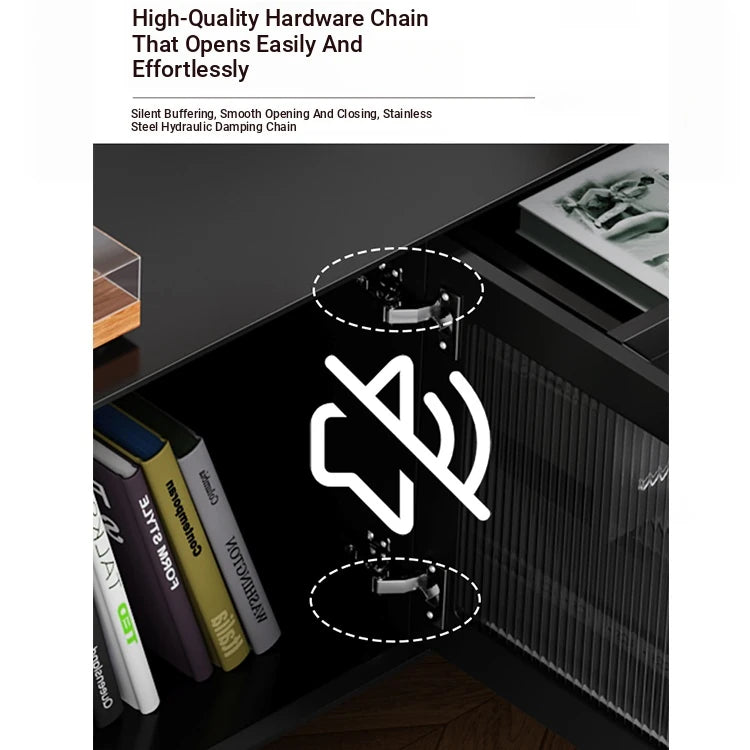 Stylish Multi-Layer Board Tea Table with Storage Drawers - Modern Black Finish for Living Room Elegance fcr-4829