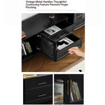 Stylish Multi-Layer Board Tea Table with Storage Drawers - Modern Black Finish for Living Room Elegance fcr-4829