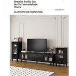 Stylish Multi-Layer Board Tea Table with Storage Drawers - Modern Black Finish for Living Room Elegance fcr-4829