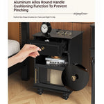 Stylish Black Bedside Cupboard with Drawer and Glass Door - Multi-layer Board Furniture for Bedroom Storage fcr-4830