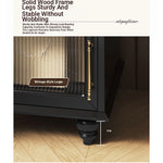 Stylish Black Bedside Cupboard with Drawer and Glass Door - Multi-layer Board Furniture for Bedroom Storage fcr-4830