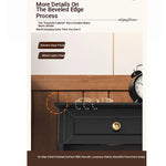 Stylish Black Bedside Cupboard with Drawer and Glass Door - Multi-layer Board Furniture for Bedroom Storage fcr-4830