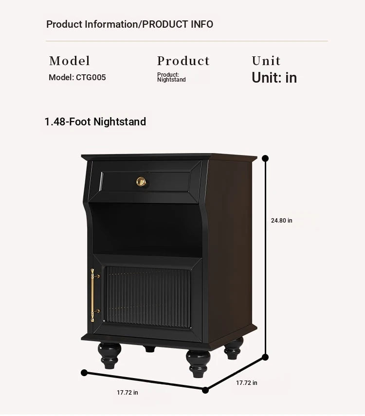 Stylish Black Bedside Cupboard with Drawer and Glass Door - Multi-layer Board Furniture for Bedroom Storage fcr-4830