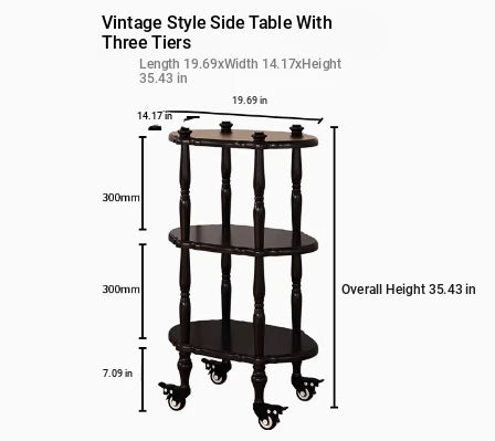 Elegant Black Tea Table on Wheels | Multi-Layer Board Design for Stylish Living Room Decor fcr-4831