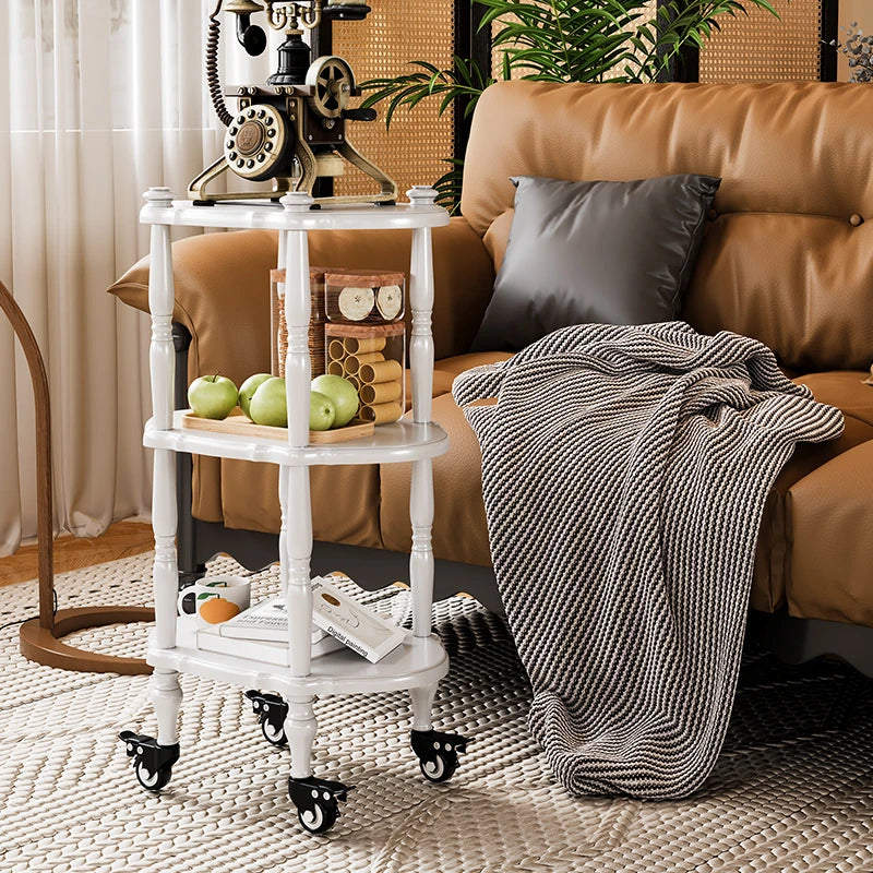 Elegant Black Tea Table on Wheels | Multi-Layer Board Design for Stylish Living Room Decor fcr-4831