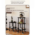 Elegant Black Tea Table on Wheels | Multi-Layer Board Design for Stylish Living Room Decor fcr-4831