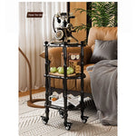 Elegant Black Tea Table on Wheels | Multi-Layer Board Design for Stylish Living Room Decor fcr-4831