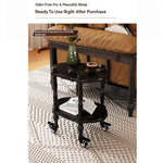 Elegant Black Tea Table on Wheels | Multi-Layer Board Design for Stylish Living Room Decor fcr-4831