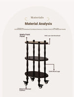 Elegant Black Tea Table on Wheels | Multi-Layer Board Design for Stylish Living Room Decor fcr-4831