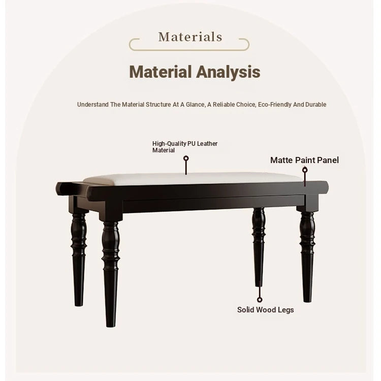 Elegant PU Leather Upholstered Stool Bench with Stylish Black Legs - Perfect for Entryway, Living Room, or Bedroom Storage and Seating fcr-4832