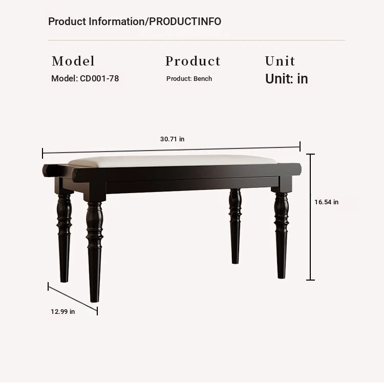 Elegant PU Leather Upholstered Stool Bench with Stylish Black Legs - Perfect for Entryway, Living Room, or Bedroom Storage and Seating fcr-4832