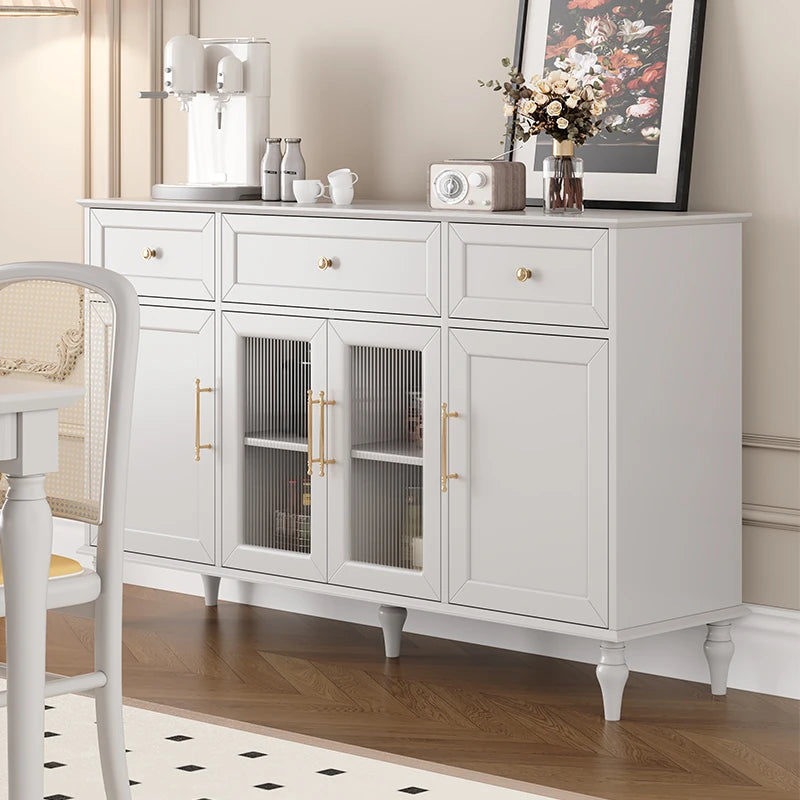 Elegant Multi-Layer Board & Glass Cabinet with Golden Accents – Stylish Storage Solution for Your Home fcr-4833
