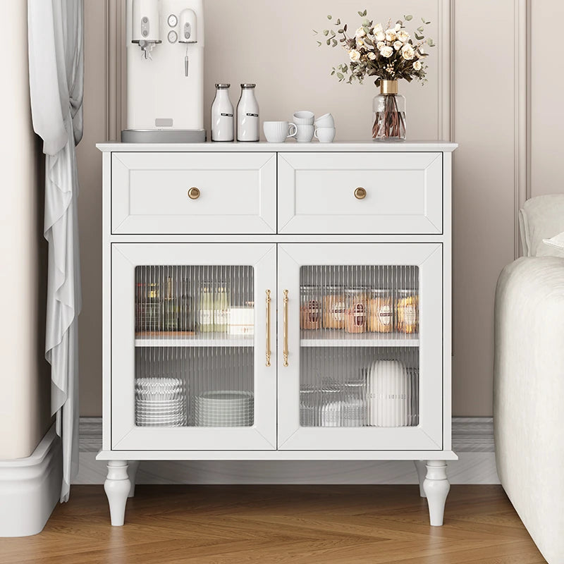 Elegant Multi-Layer Board & Glass Cabinet with Golden Accents – Stylish Storage Solution for Your Home fcr-4833
