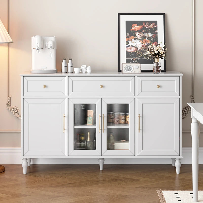 Elegant Multi-Layer Board & Glass Cabinet with Golden Accents – Stylish Storage Solution for Your Home fcr-4833