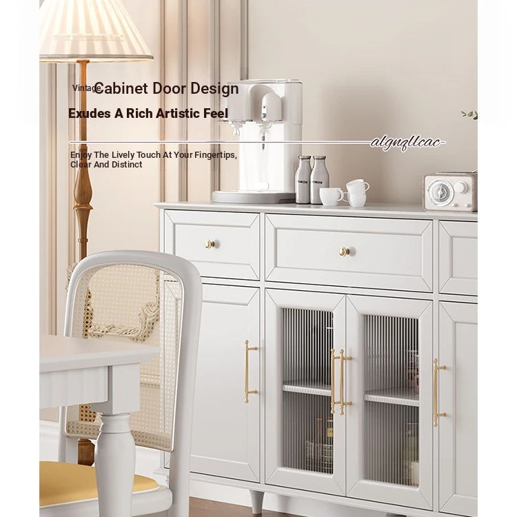 Elegant Multi-Layer Board & Glass Cabinet with Golden Accents – Stylish Storage Solution for Your Home fcr-4833