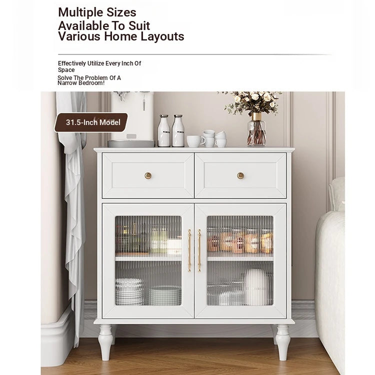 Elegant Multi-Layer Board & Glass Cabinet with Golden Accents – Stylish Storage Solution for Your Home fcr-4833