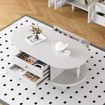 Stylish Multi-Layer Board Tea Table with Storage | Modern Oval Coffee Table for Living Room fcr-4837