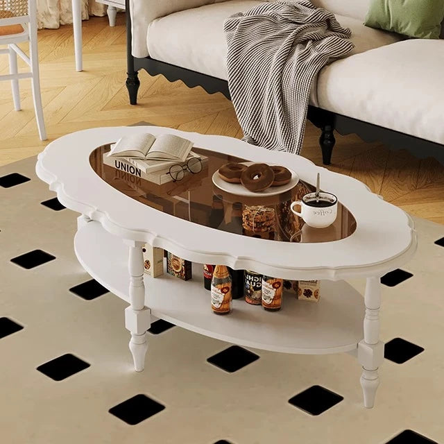 Elegant Multi-Layer Board & Glass Tea Table - Stylish Home Décor Centerpiece with Storage Shelves fcr-4838