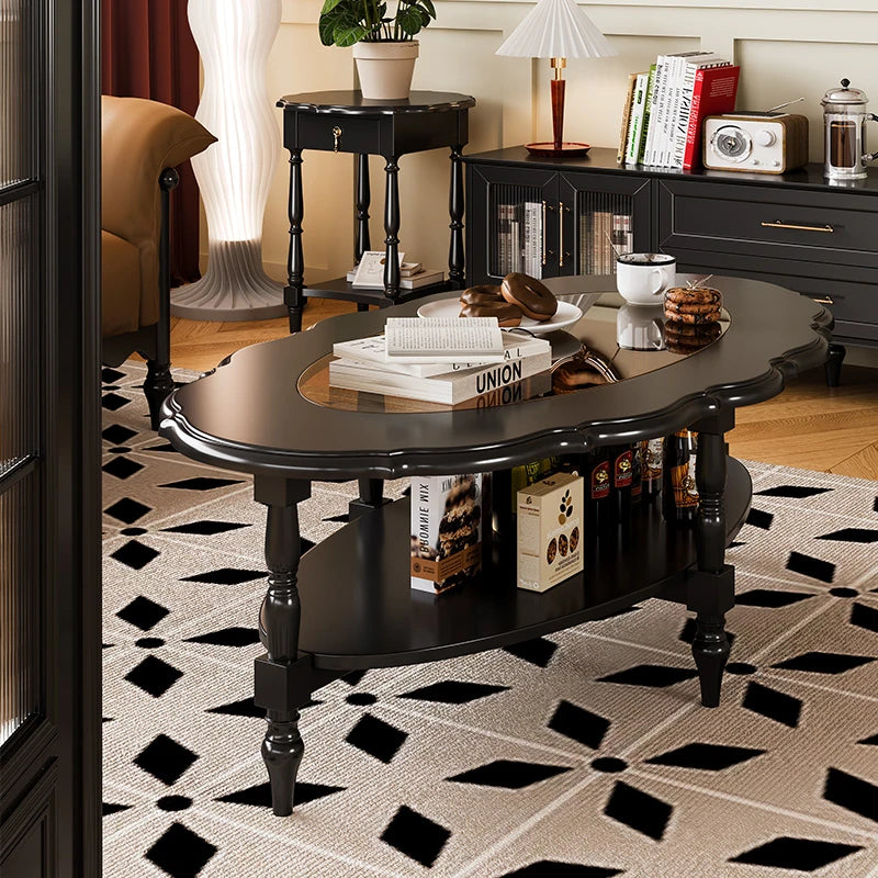 Elegant Multi-Layer Board & Glass Tea Table - Stylish Home Décor Centerpiece with Storage Shelves fcr-4838