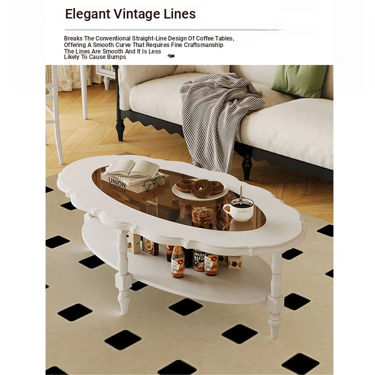 Elegant Multi-Layer Board & Glass Tea Table - Stylish Home Décor Centerpiece with Storage Shelves fcr-4838
