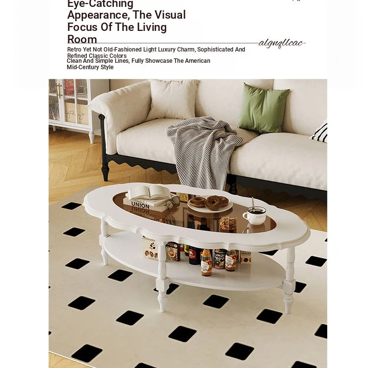 Elegant Multi-Layer Board & Glass Tea Table - Stylish Home Décor Centerpiece with Storage Shelves fcr-4838