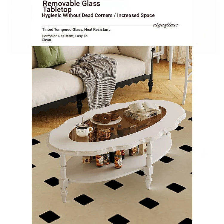 Elegant Multi-Layer Board & Glass Tea Table - Stylish Home Décor Centerpiece with Storage Shelves fcr-4838