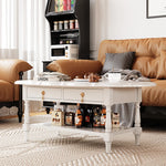 Elegant Multi-Layer Board Tea Table with Storage - Chic White Coffee Table for Living Room fcr-4840