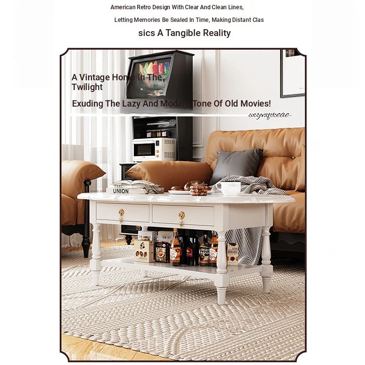 Elegant Multi-Layer Board Tea Table with Storage - Chic White Coffee Table for Living Room fcr-4840