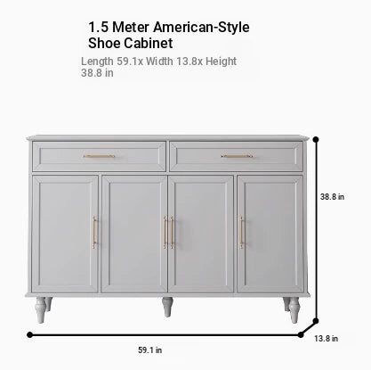 Elegant White Multi-layer Board Cabinet with Stylish Gold Handles - Perfect for Modern Home Decor fcr-4841