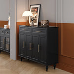 Elegant White Multi-layer Board Cabinet with Stylish Gold Handles - Perfect for Modern Home Decor fcr-4841