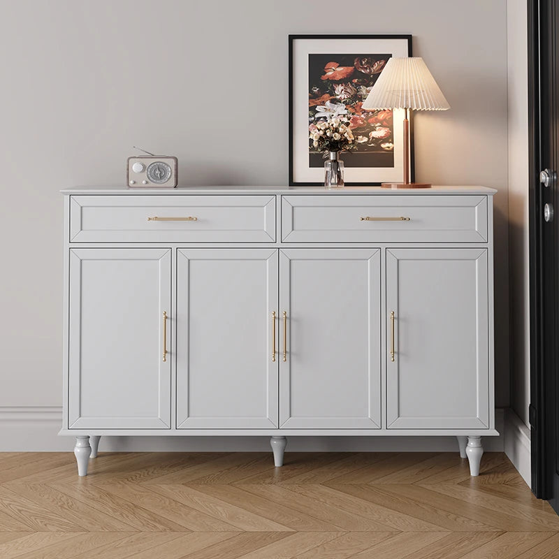 Elegant White Multi-layer Board Cabinet with Stylish Gold Handles - Perfect for Modern Home Decor fcr-4841