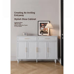Elegant White Multi-layer Board Cabinet with Stylish Gold Handles - Perfect for Modern Home Decor fcr-4841