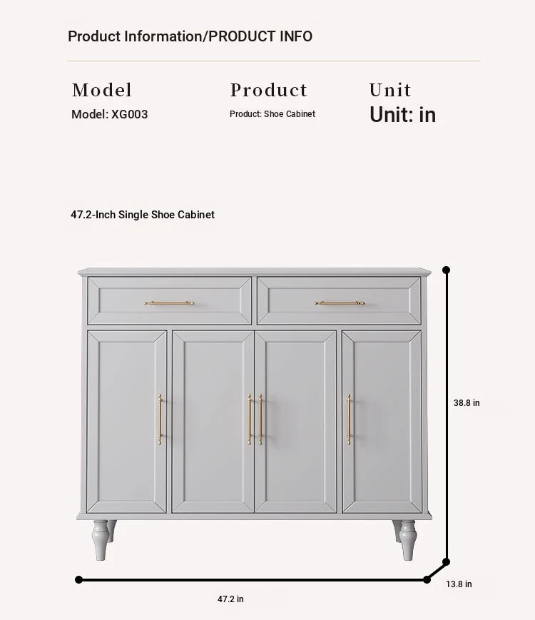 Elegant White Multi-layer Board Cabinet with Stylish Gold Handles - Perfect for Modern Home Decor fcr-4841
